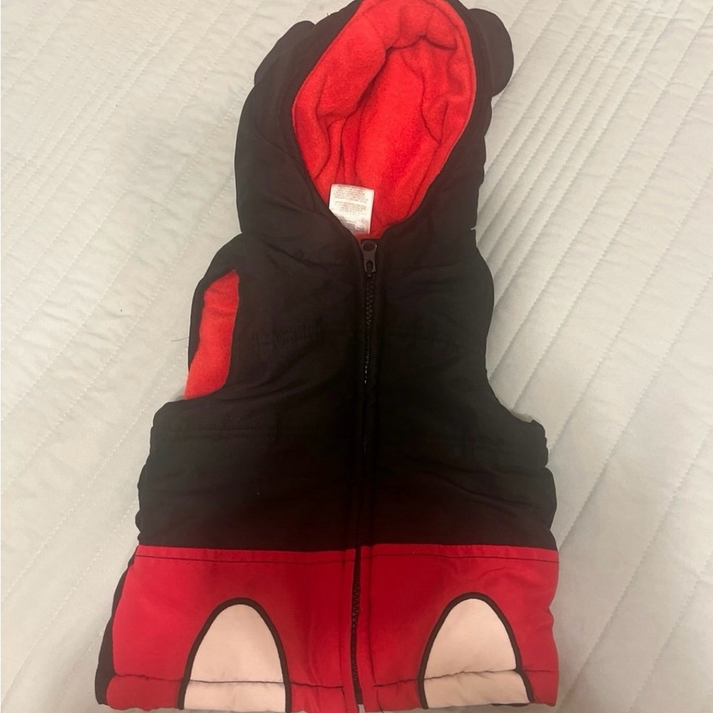 Disney Mickey Mouse hooded winter vest Red and Black size 2.